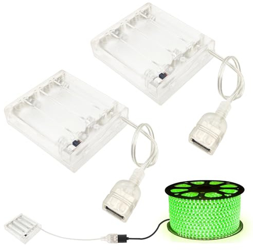 Battery to USB Powered Pack for 5v-6v Led Neon Sign,2 Pcs Neon Lights Power Operated Box, Neon Portable Battery Box for Indoor Outdoor Home Office Garden Yard Use