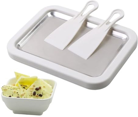 Heladera enrollada – Utensilio de cocina portátil de acero inoxidable de alimenticio con 2 rascadores, placa de refrigeración para helados | para familiares
