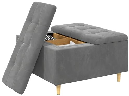 vidaXL Ottoman mit Stauraum Dunkelgrau 80 x 80 x 45 cm Samt