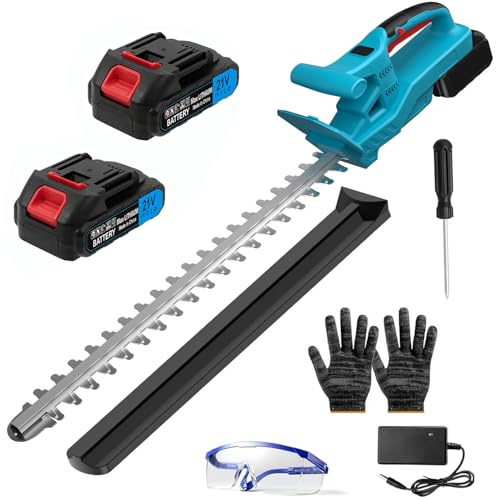 Akku-Heckenschere für Makita-18V-Akku,Elektrische Heckenschere mit 2 Akkus | 51 cm Schnittlänge, 15 mm Zahnabstand,Ergonomischer Griff,Leicht Elektro-Heckenschere für Garten, Sträucher und Hecken