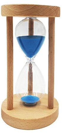 Gazechimp Sanduhren Sanduhr Zähneputzen - 10 Minute/ 15 Minuten / 30 Minuten - Holz + Glas + Sand - Perfekt für Kochen, Zahnbürste, Spielen, Trainieren - Blau, 15 Minuten