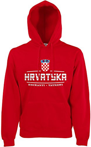 AkyTEX Kroatien Hrvatska Fan-Hoodie EM-2021 Kapuzenpullover Rot L