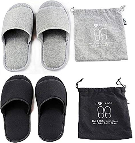2 Pairs Portable Travel Slippers Open Toe Sandals Spa Hotel Slippers Guest Room Indoor House Slipper Business Trip Flight Shoes Footwear Gift (As photo)