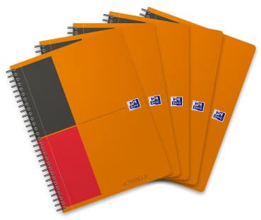 Oxford Activebook Interantional B5, liniert, 160 Seiten, versetzbares Register, Dokumententasche, 5 Stück