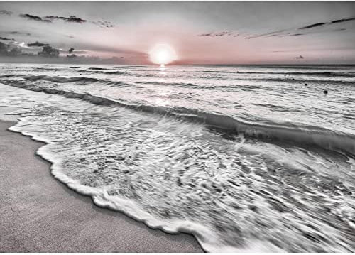 Runa Art Papier peint intissé 396 x 280 cm Plage coucher du soleil de la mer | Toison Décoration Murale Salon Chambre á Coucherr | Fabrication Allemande | gris rose 9467012b