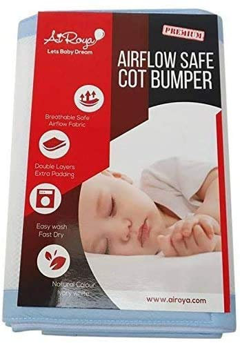 AiRoya Hochwertiger Umrandungsschutz aus atmungsaktivem 3D-Mesh-Polyester, Medium-Firm, Doppelschichtig für extra Polsterung, Ideal für Massive Babybetten mit Lattenrost am Ende