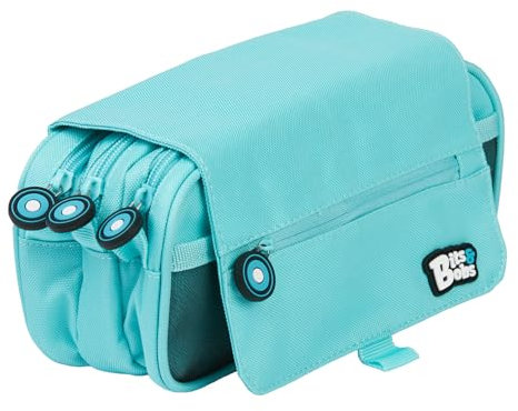 Grafoplás | Estuche Escolar Tres Compartimentos con Solapa | Azul Claro| Bits&Bobs | Colores Pastel | 23x10x10cm | Incluye Horario y Zona Identificación | Perfecto para Organizar tu Material Escolar