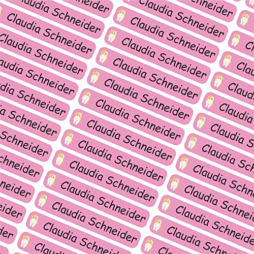Indigos UG Namensaufkleber Kinder Schule - 43x7mm - 042 - Katze - Etiketten selbstklebend - 60 personalisierte Aufkleber für Kindergarten, Stifte, Bücher, Brotdose, Federmappe, Lineale & Spielzeug