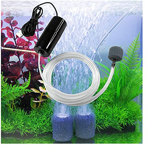 Cukol Mini Usb Aquarium Air Pump Fish Tank Silent Kit, Fish Tank Air Pump Aquarium Silent, Oxygen Pump (Black)