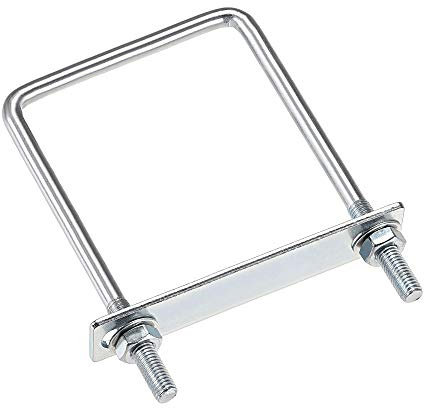 sourcing map 4 Stück M8 Vierkant U-Bolzen Quadratische Bügelbolzen Bügelschrauben 80mm Innenbreite mit Mutternrahmen und Befestigungselementen, Kohlenstoffstahl