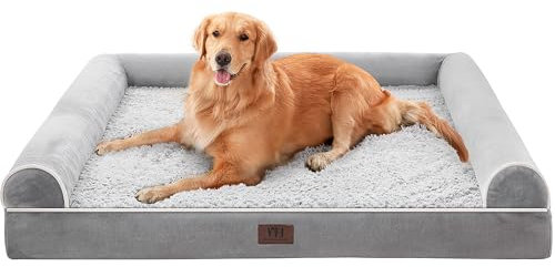 WESTERN HOME Hundebett Hundekorb Grosse Hunde OrthopäDisches Hundebett Hundesofa Wasserdicht 91x68x17cm Hundebetten mit Waschbar Abdeckung Hundekorb Grosse Hunde, Grau