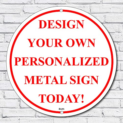 Personalized custom White 007 Aluminum Metal Sign With Your Name! (12 White w/ Red, Round)