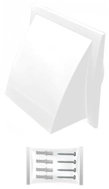 H&C VENT Lüftungsgitter eckig mit Rückstauklappe - Kunststoff Wetterschutzgitter zur Dunstabzug Abdeckung außen - Belüftungsgitter - Ablufthaube Lüftung (Weiß, 190 x 190 mm I Ø 150 mm)