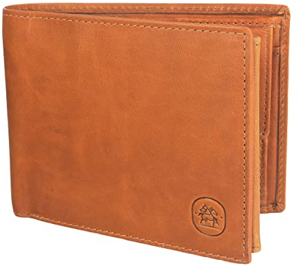 Cartvelli Geldbörse Herren Leder Braun Dallas mit Geschenkbox aus Holz - Portemonnaie Geldbeutel Echtleder für Männer - RFID Wallet Men - Brieftasche Querformat echtes Leder (Braun Dallas)