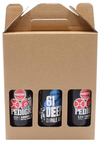 SelfHold 330ml Or 500ml Beer, Ale, Cider Bottle Carrier Gift Box (215 x 70 x 260mm) Cardboard Holder Home Brew - 3 Display Windows | Ideal for Home Brew, Gifts, Parties, and Occasions (10)