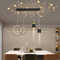Lanekd 100cm LED Pendelleuchten Höhenverstellbar Esszimmer Esstisch Hängeleuchte Wohnzimmer Hängelampe Moderne Kreative Mit Sternenhimmel Designer Kronleuchter Küchen Bar Gold Hängend Lamp (Schwarz)