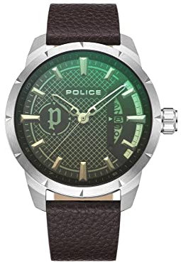 Police Herren Analog Quarz Uhr mit Leder Armband PEWJB2226902