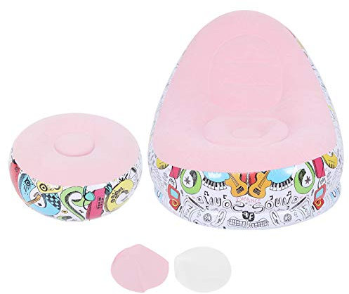 FIYO Sedia a Sacco Gonfiabile, Sedia a Sacco Portatile Grande Sedia a Sacco Gonfiabile per Famiglia con poggiapiedi per Balcone da Giardino(Rosa)