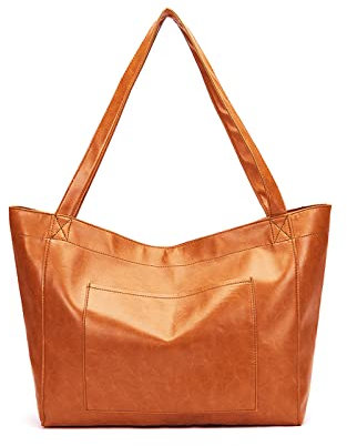 NICOLE & DORIS Handtasche Damen Groß Shopper Tasche Casual Schultertasche Weiche Leder Tragetasche Reise Tote Bag Elegant Handtaschen Braun