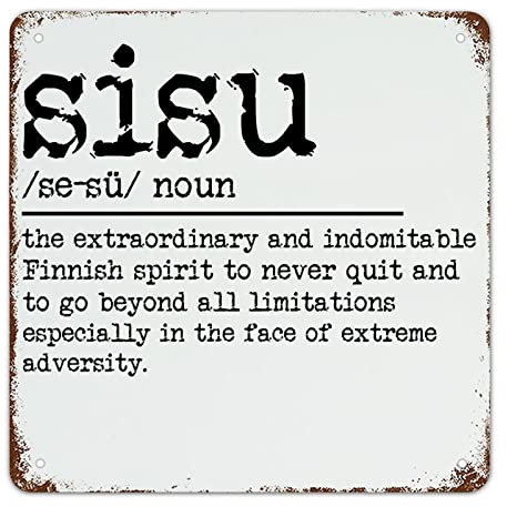 Sisu Definition Metallschild Sisu Definition Typografie Aluminium Metallschild Rustikale Wandkunst Bauernhaus Dekoratives Schild für Zuhause Bars Clubs Cafés Männerhöhle Party 25,4 x 25,4 cm