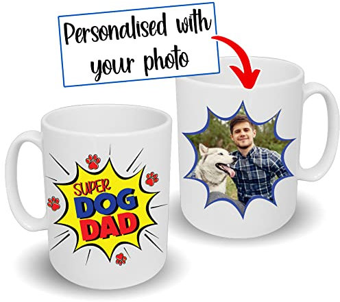 Spoilt Rotten Pets Super Dog Dad Personalised Photo Super Dad Mug Father's Day or Birthday Mug Custom Printed Mug