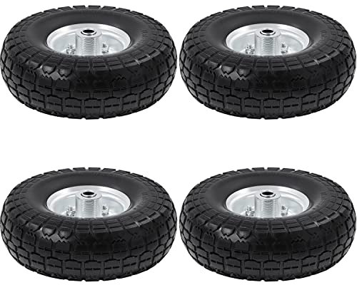 Abician Roues de Brouette Roues Increvables avec Pneus Pleins Pour Diable Chariot de Jardin Jante Diamètre 255 mm Noir 4pcs