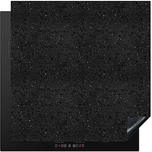 KitchenYeah© Herdabdeckplatte Einteilig Küche Herdabdeckung Induktionsfeld | 78x78 cm - Ceranfeld Herdabdeckplatten Vinyl Matte Aufrollbar Granit - Schwarz - Grau - Dunkel
