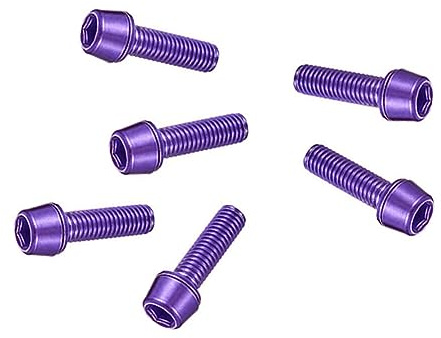 Slakerbe Fahrrad-Schaftschrauben, 6 Schrauben, Vorbauschrauben für Fahrrad, M5, CNC, für Mountainbike, MTB, BMX, faltbar, M5 x 18 mm, Violett