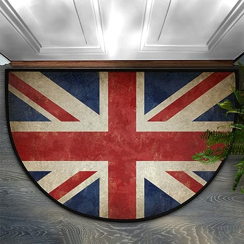TropicalLife Zerbino vintage con bandiera britannica semicerchio, tappeto per ingresso, tappeto retrò con bandiera per stanza, cucina, casa, interni, antiscivolo, pavimento vasca da bagno per interni