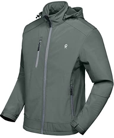 Little Donkey Andy Softshelljacke Herren Wasserdichte Winddichte Atmungsaktive Warm Fleece Übergangsjacke Outdoorjacke mit Kapuze Dunkelgrau 3XL