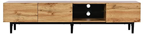 Meuble TV élégant avec grain de bois - 175 cm de large (chêne clair)