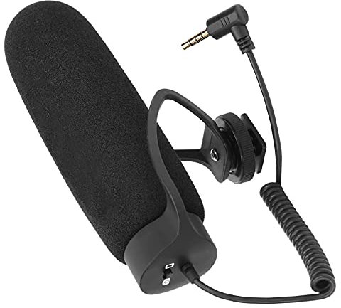 MIC08 Videocamera Microfono, Condensatore Cardioide Portatile da 3,5 Mm Microfono Stereo Integrato Nella Fotocamera Riduzione del Rumore Microfono di Registrazione per DSLR