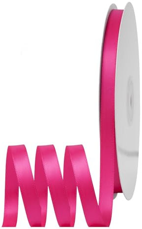 Thin Hot Pink 6mm Satin Ribbon for Gift Wrapping, 91m Balloon and Cake Decorations - Silk Rose for Crafting, Christmas, Wedding, Hair Bows, Bouquets and Party