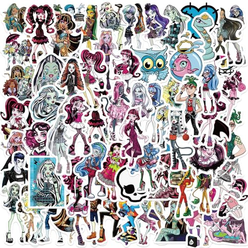 AUCEKO 70 Stück Monster High Aufkleber Pack Monster High Sticker Set wasserdichte Vinyl Sticker für Laptop Kinder Autos Motorrad Fahrrad Skateboard Gepäck Koffer Computer Aufkleber Graffiti Decal