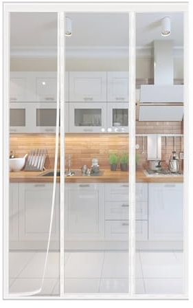 Magnetic fly screen balcony door, fly curtain, magnetic curtain, insect protection door curtain, for balcony door/patio door/garage, white/W235xH 250cm