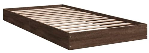 VidaXL Cadre de Lit en Chêne Marron 90x190 cm - Bois d'Ingénierie, Meuble de Chambre à Coucher, Sommier, Lit Simple à Panneaux