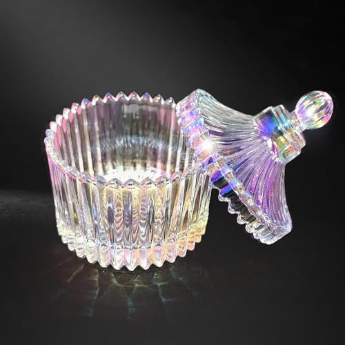 Dappen Dish for Acrylic Nails - Large Monomer Dish with Lid, Clear Glass Cup for Gel Polish, Acrylic Nail Brush Cleaner Holder, 85ml (Rainbow)