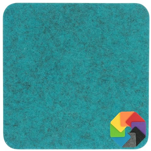 Design Filz Untersetzer eckig - 25x25cm in Petrol - meliert/Lago meliert für Glas, Getränke, Bar, Tasse, Vase