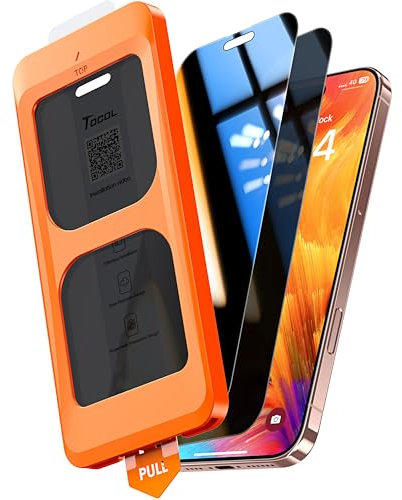 TOCOL 2 Pack for iPhone 16 Pro Privacy Screen Protector 6.3-Inch, True 25°Anti Spy, Instant Installation, 16FT Military Grade Shatterproof, Tempered Glass, Case Friendly, Full Coverage Protection