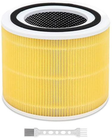 Laukowind Purificatore d'aria per Levoit Core 300 & Core300S Filtro di ricambio a carbone attivo, 2 in 1, purificatore d'aria, 2 pezzi, giallo