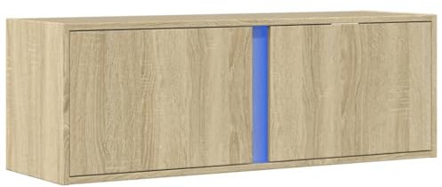 VidaXL Mueble de TV de Pared Con Luces LED Roble Sonoma 100x31x35 cm, Suspendido, Montado en la Pared, Soporte Flotante