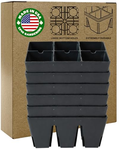 Epic Gardening Reusable Seed Starter Tray - 6-Cell - Easy Watering Seed Starting Trays - Gardener Friendly Plant Trays for Seedlings | UV-Treated BPA-Free Seedling Tray (Black, 6 Pack)