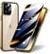 TOPF&B Case for iPhone 14 Pro Max Privacy Magnetic Cover,Privacy Screen Protector Built-in Tempered Glass and Camera Protector,360 Degree Metal Bumper Case for iPhone 14 Pro Max,Gold