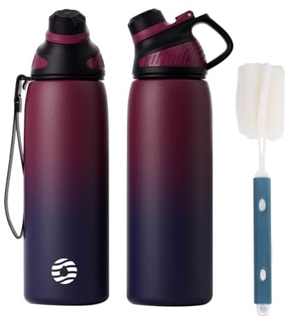 Fjbottle Botella Agua Acero Inoxidable con Tapa Magnética 1L, 800ml, 600ml, 400ml sin BPA Botella Termica para Niños, 1500ML Deportiva Termo