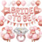 Rose Gold Bachelorette Party Decorations, Bride To Be Bridal Shower Balloons Decorations, Pink White Rose Gold Confetti Balloons and Diamond Ring Star Heart Balloon for Bachelorette Engagement Wedding