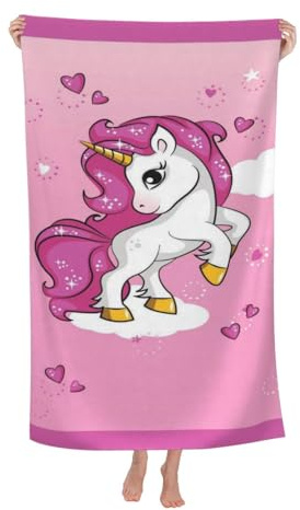 LMKLOP Cute Unicorn Beach Towel for Kids/Girls/Toddler/Baby, Personalized Microfiber Beach Towels Bulk, Quick Dry Beach Towel for Pool, Lightweight Bath Towels Oversized Clearance 30x 60