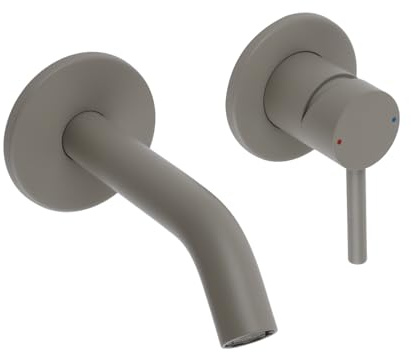 Milano Elements Wall Mounted Bathroom Basin Mixer Tap Lever Handle - Pebble