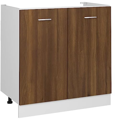HOMTAKIE Armario de Suelo de Fregadero Roble Marrón 80x46x81,5 cm