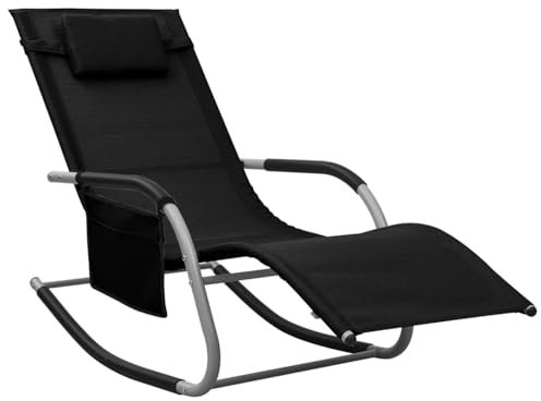 Xichuzi Sonnenliege Textilene Schwarz und Grau, Gartenliege, Liegestuhl, Sonnenstuhl, Sonneninsel Outdoor, Liegen, Gartenmöbel, Bäderliege, Relaxliege - 310505