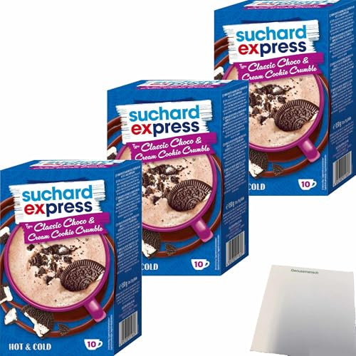 usy Bundle für Suchard Express Classic Choco & Cream Cookie Crumble 3er Pack 30x15g Sticks (3x150g Packung) + usy Block